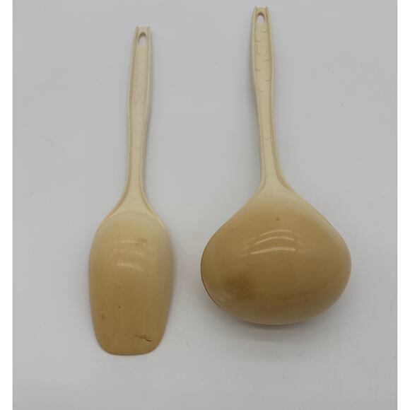 Vintage Foley Ladle & Serving Spoon Set - Beige Kitchen Utensils Retro - Picture 4 of 4